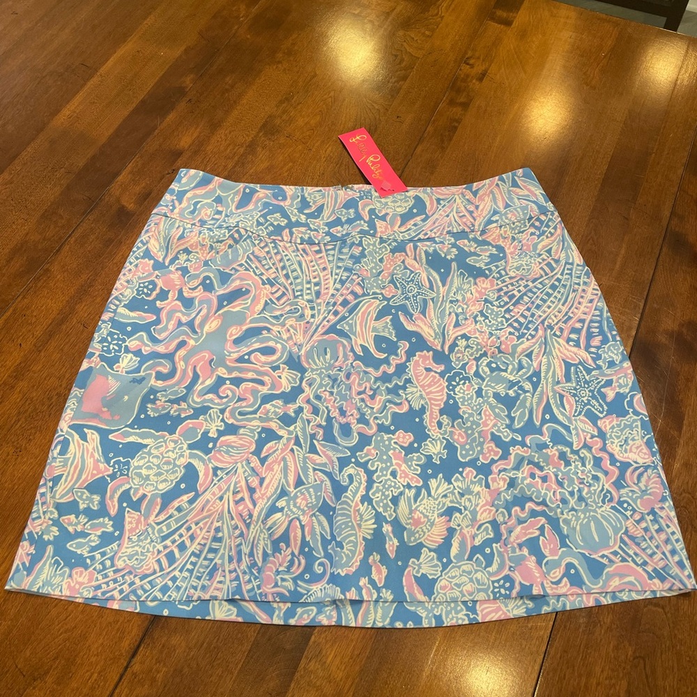 Lilly Pulitzer Blue and White A-Line Mini Skirt Resort Wear